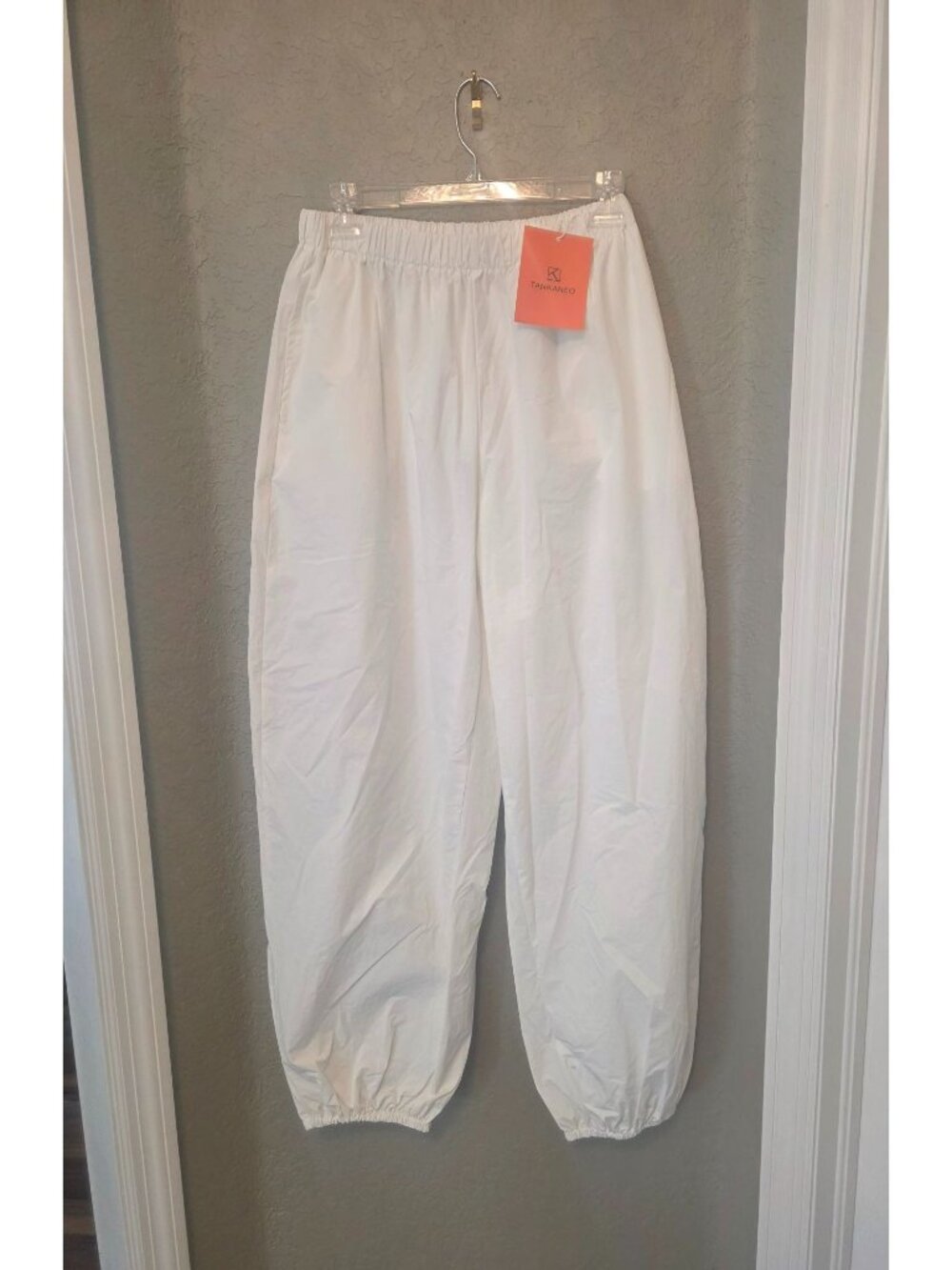 Tankaneo White Oversized Parachute Beach Balloon Lantern Pull On Pants M NEW
